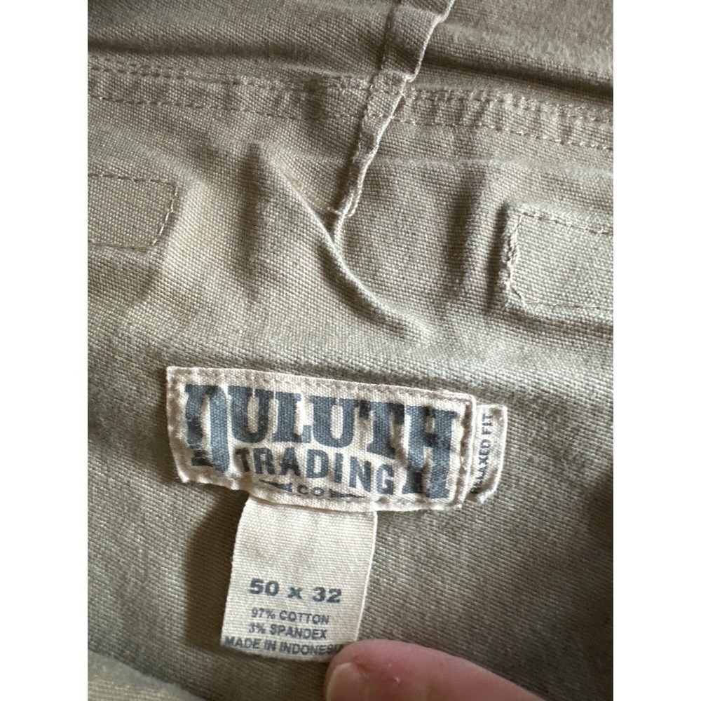 Duluth Trading Co Flex Fire Hose Relaxed Fit Cargo Work Pants Khaki 50x32 45507C - Picture 3 of 4